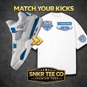 Air Jordan 4 Militärblaues Hemd – Sneaker Match Tee – Premium Streetwear Grafik-T-Shirt – AJ4 Militärblaues Outfit Bild 1