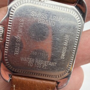 Swiss Army Watch Mens Rare Polished RECTANGLE Tank CAVALRY New Leather Band Read image 4