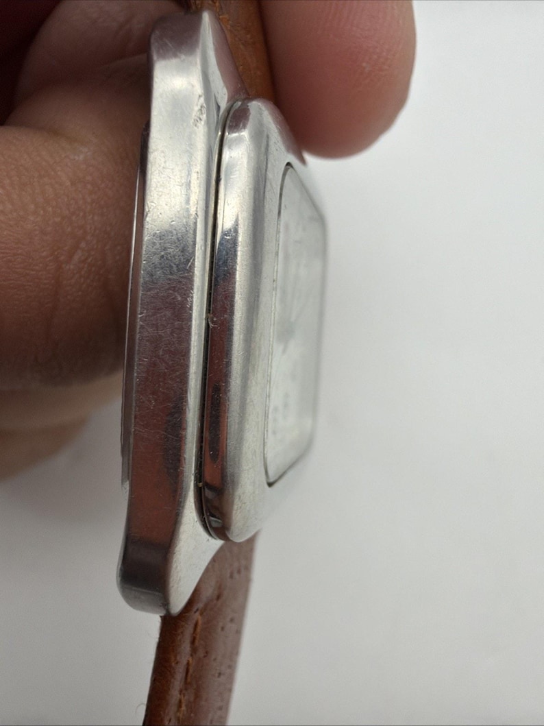Swiss Army Watch Mens Rare Polished RECTANGLE Tank CAVALRY New Leather Band Read image 5