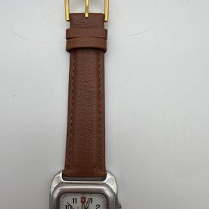 Swiss Army Watch Mens Rare Polished RECTANGLE Tank CAVALRY New Leather Band Read image 2