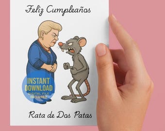 Paquita La Del Barrio Greeting Card - Feliz Cumpleaños Rata de Dos Patas - Funny Birthday Printable with Envelope