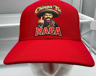 Emiliano Zapata “Chinga Tu MAGA” Hat – Anti MAGA Statement Cap – Mexican Revolutionary Political Art – Flexfit 110 adjustable
