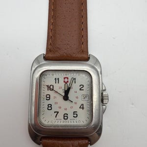 Swiss Army Watch Mens Rare Polished RECTANGLE Tank CAVALRY New Leather Band Read image 1