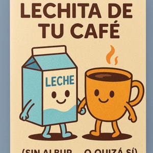 Quiero ser la lechita de tu café – Funny Romantic Spanish Card | Tarjeta de amor graciosa para San Valentín, aniversario o novios