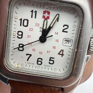 Swiss Army Watch Mens Rare Polished RECTANGLE Tank CAVALRY New Leather Band Read image 7