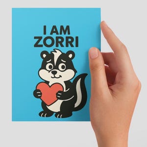 Carte I Am Zorri Skunk - Carte drôle espagnole désolée - Carte de voeux pour le pardon ou les excuses - Carte de jeu de mots animal mignon