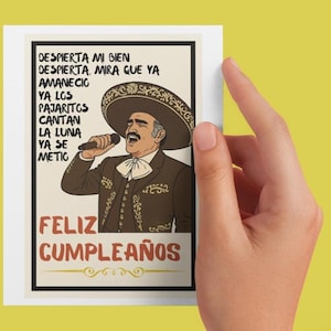 Vincente Fernández Geburtstagskarte – A2 Klappkarte mit Umschlag – Mexikanische Grußkarte im Charro-Stil 04