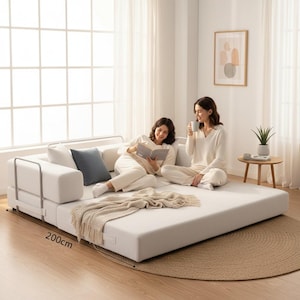 Vardagsrumssoffor Modulsoffor · Bäddsoffa · Dagbädd i manchester · Minimalistisk bäddsoffa i krämfärg · Soffa för liten lägenhet bild 2