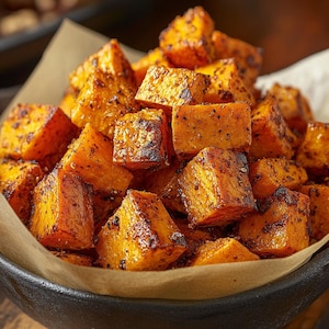 Gewürzte geröstete Süßkartoffeln Rezept