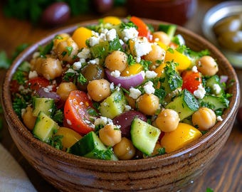 Receta de ensalada mediterránea de garbanzos