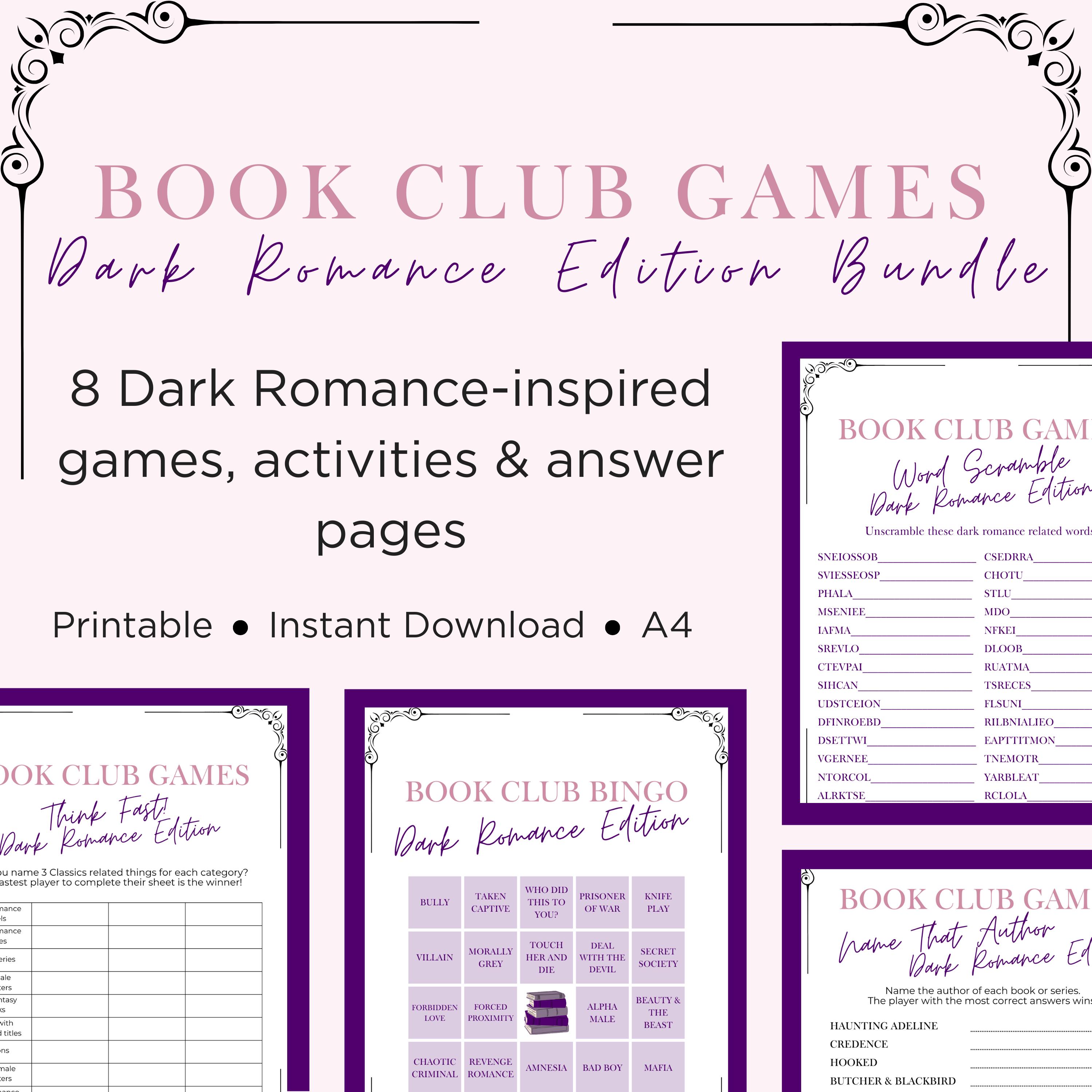 Dark Romance Book Club Games Bundle: Spicy Tropes Activities (Printable Games)