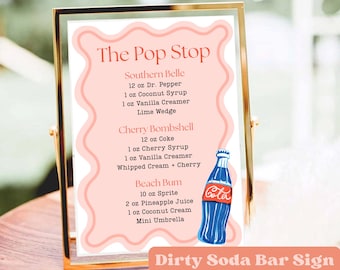 Bearbeitbare Dirty Soda Bar Menü Schild Vorlage: Druckbares Party Dekor (PDF Download), bearbeitbare Bar Menü Schild Vorlage für Dirty Soda, Menü