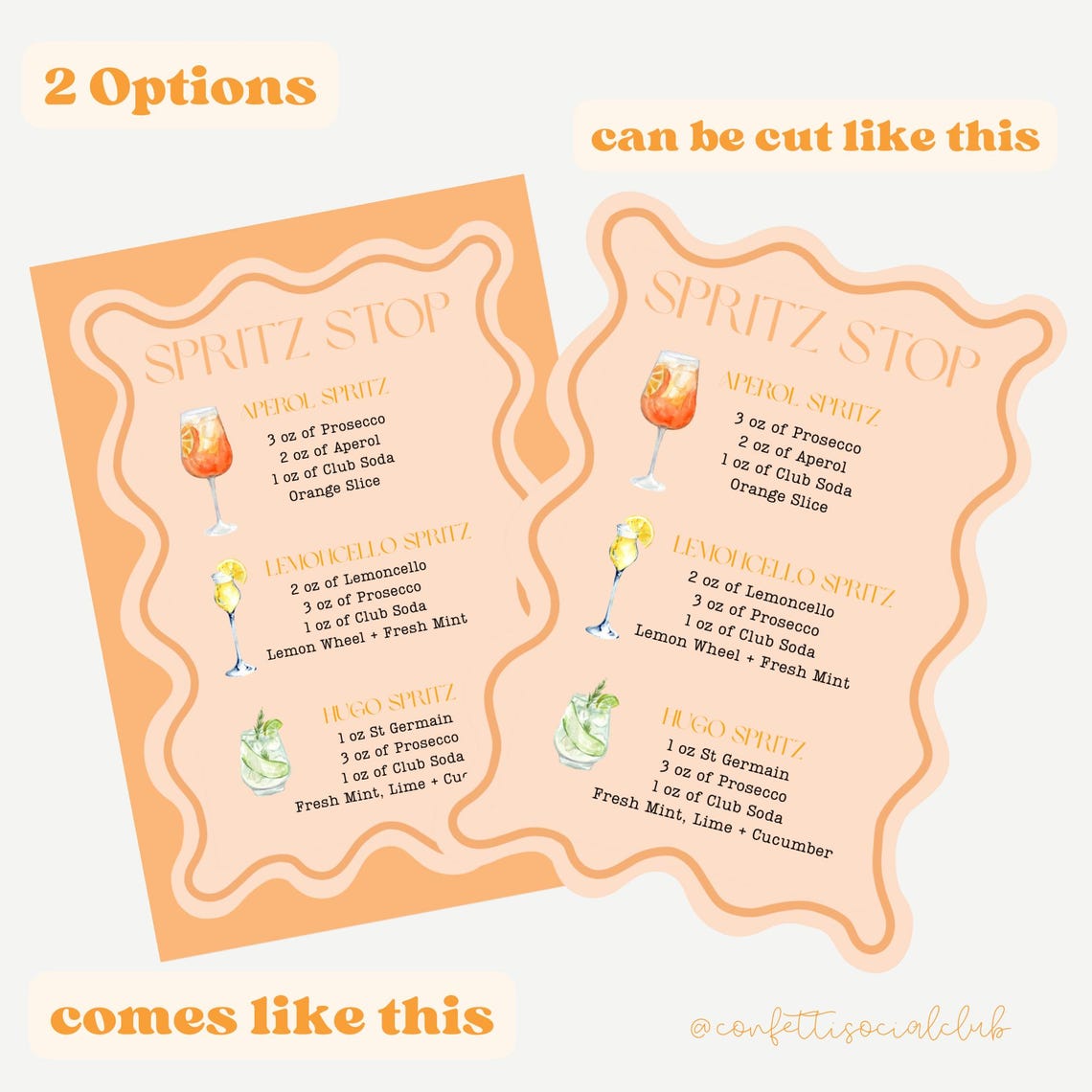 Aperol Spritz Bar Menu Sign: Summer Party Printable (PDF Template for ...