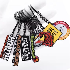 Custom Logo Keychains 10 pcs, Bulk Logo Keychains, Promotional Corporate Marketing Event Keychains, Company Logo Business Events Key chain