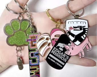 Custom Logo Keychains 10 pcs, Bulk Logo Keychains, Promotional Corporate Marketing Event Keychains, Company Logo Business Events Key chain