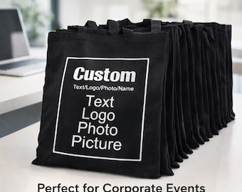 Custom Logo Tote Bag Bulk | Personalized Business Totes | Branded Canvas Company Bags | Promotional Event Giveaway Tote