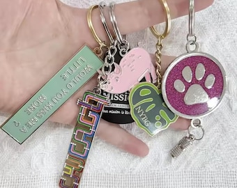 DIY Custom Keychain, Enamel Logo Charm Keyring, Custom 3D Keychain | Artist Brand Keychain, Personalized Metal Keyring, Brand image keychain