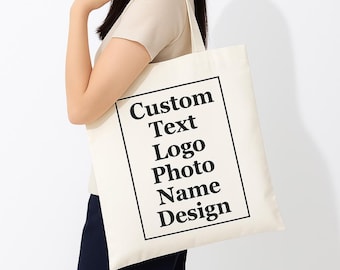 Custom Tote Bags, Personalized Name Logo Print Promotional Gifts Marketing Branding Large Canvas Bags