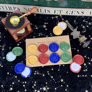 Stickers autocollants blason Magic Wizard School House - Sceaux de cire auto-adhésifs - House Pride sorcières - Merch Booktok - Jaune rouge bleu vert