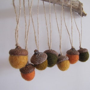 Vilt eikels, 8 wol eikels, herfstboom decor, eikelornamenten, eikel montessori, cottage decor, bosrijke bruiloft gunst, rustieke tafel, Waldorf