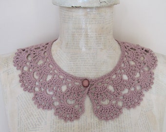 Lace Collar, Gothic Collar, Crochet Collar, Crochet Vintage Style Collar, Purple, Ivory Collar, White Peter Pan Collar, Black Gothic Collar