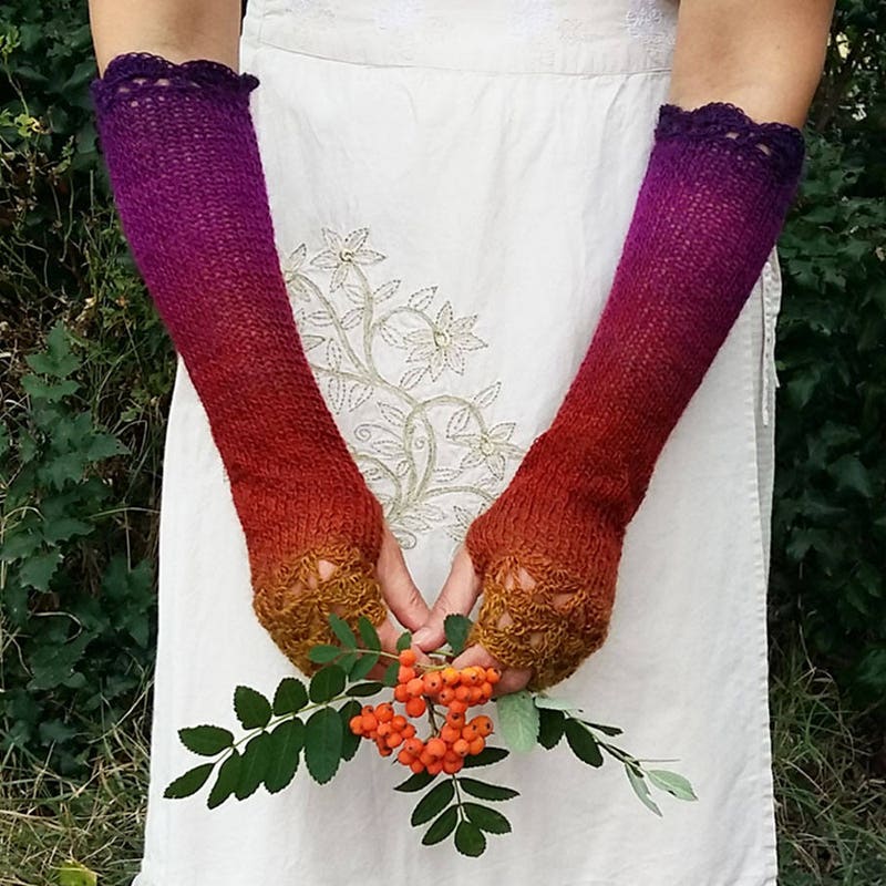 Long Knit Gloves Etsy