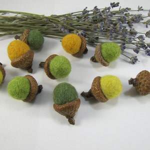 Felted Acorns, Wool Acorns Ornaments, Green Handmade Acorns, Fall Table Decor, Cottage Home, Waldorf Thanksgiving, Woodland Wedding Favors image 5