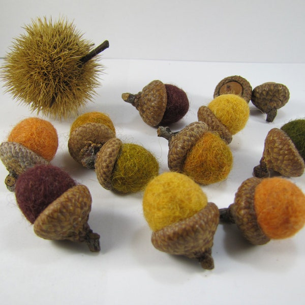 Felt Acorn Ornaments, Waldorf Table Decor, Wool Acorns, Woodland Nursery, Rustic Wedding Decor, Montessori Play, Cottagecore, Thanksgiving