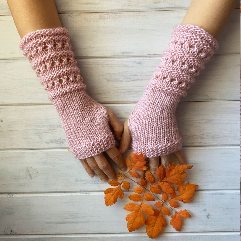 Vegan Gloves, Fingerless Arm Warmers, Purple Gloves Womens, Long Hand Knitted Gloves, Texting Mittens, Winter Wrist Warmers, Christmas Gift Pink