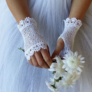 Fingerless Bridal Gloves, Wedding Gloves, Bridal Lace Gloves, White Wedding Gloves, Summer Crochet Gloves, Ivory, Black Gloves, AURORA