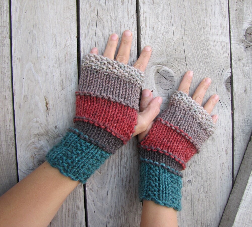 Fingerless Gloves Hand Knitted Mittens Vegan Arm Warmers | Etsy