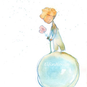 The Little Prince Rose Art Print Watercolor Poster Le Petit | Etsy