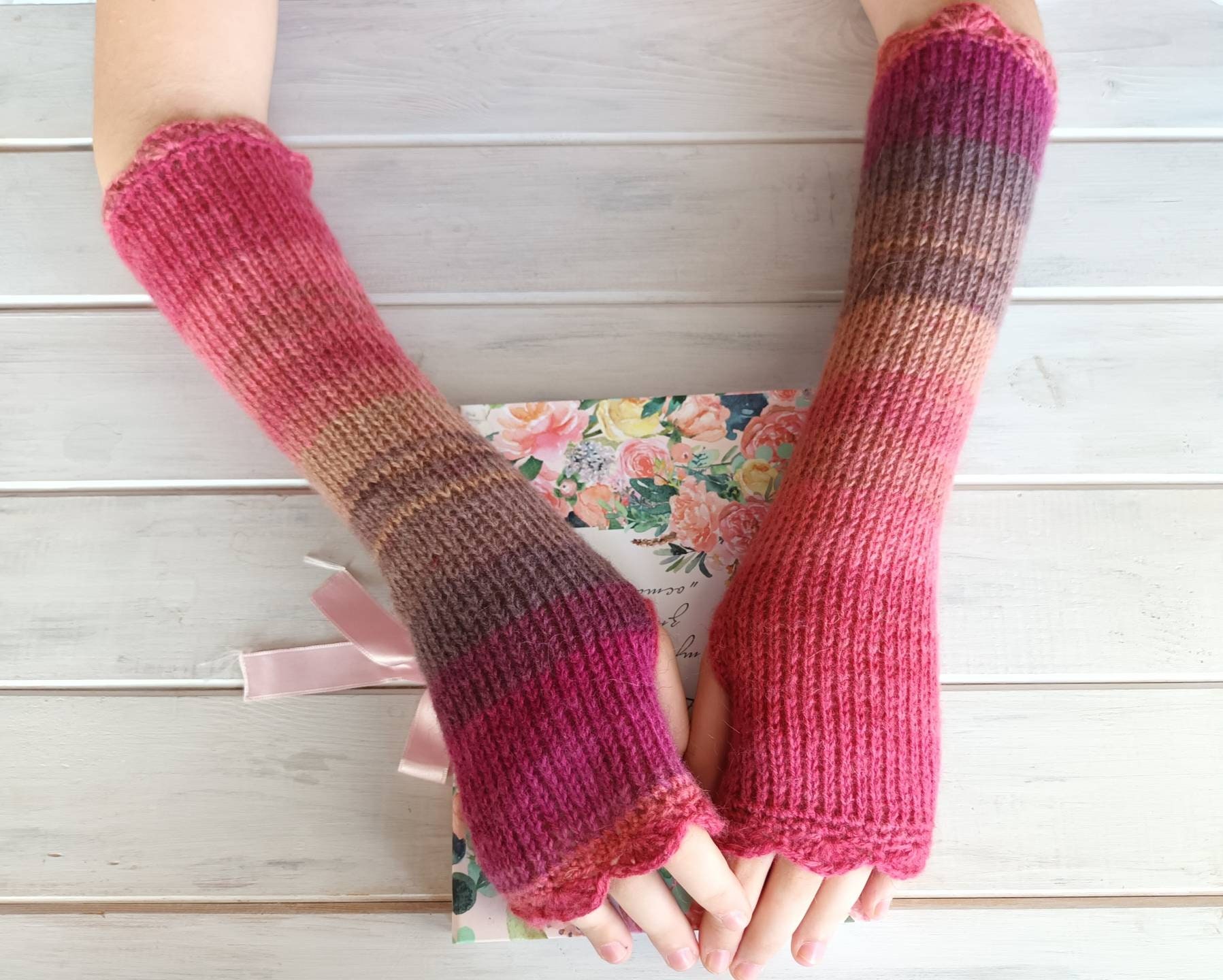 Pink Striped Arm Warmers - Etsy