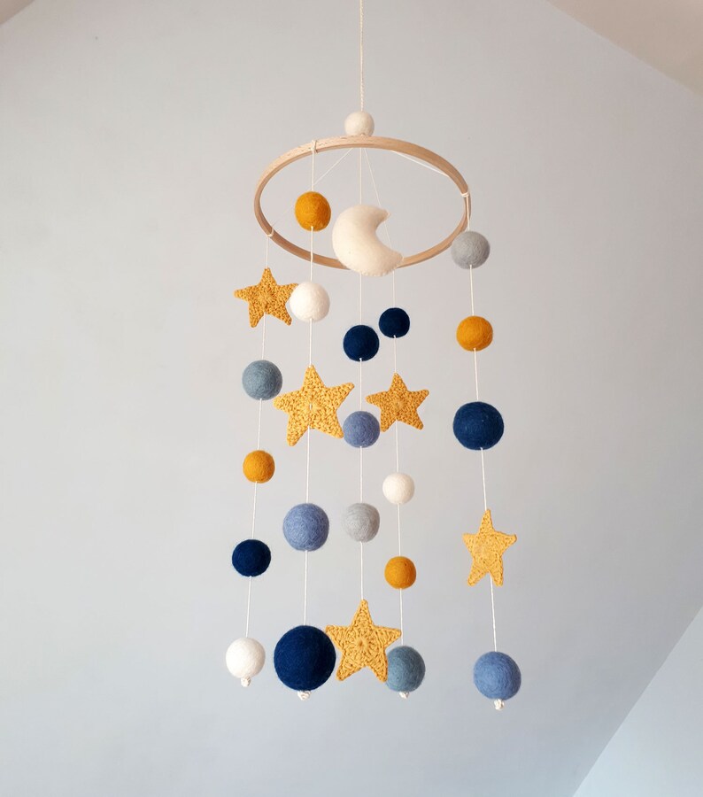 Space Mobile Baby Mobile Moon Stars Mobile Crib Mobile Cot Etsy