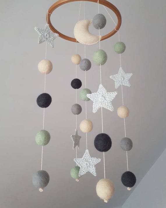 Moon Baby Mobile Space Nursery Decor Boy Crib Mobiles Hanging Etsy