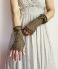 Long Fingerless Gloves, Brown Arm Warmers, Winter Fingerless Mittens, Wool Wrist Warmers, WoodLand Gloves, Brown Knit Mittens, Forest Gloves product logo