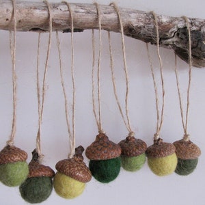 Felted Acorns, Wool Acorns Ornaments, Green Handmade Acorns, Fall Table Decor, Cottage Home, Waldorf Thanksgiving, Woodland Wedding Favors image 9