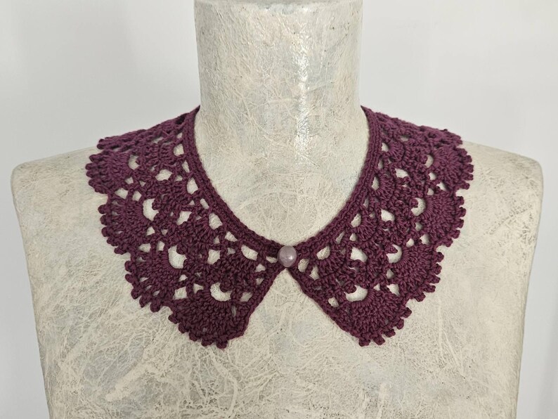 Lace Collar, Gothic Collar, Crochet Necklace, White Crochet Collar, Vintage Style Collar, Peter Pan Collar, Black Gothic Collar image 9