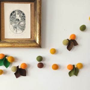 Rustic Garland, Felt Ball Garland, Pom Pom Garland, Thanksgiving Garland, Fall Bunting, Leaves Garland, Home Fall Decor, Cottage Decor image 8