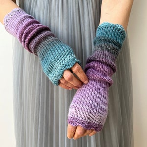 Purple Arm Warmers, Long Fingerless Gloves, Women Wrist Warmers, Winter Knit Gloves, Long Purple Gloves, Boho Gloves, Texting Glove, Gift