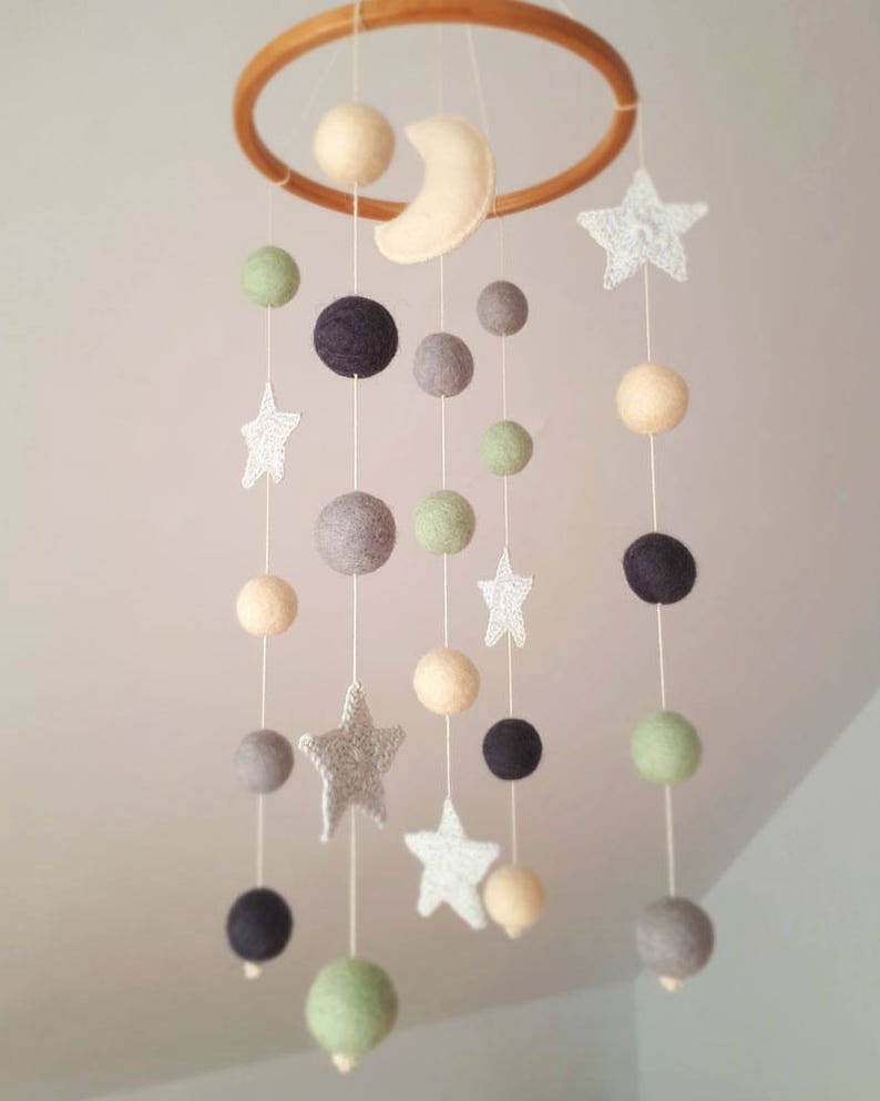 Moon Baby Mobile Space Nursery Decor Boy Crib Mobiles Hanging Etsy