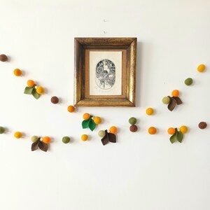 Rustic Garland, Felt Ball Garland, Pom Pom Garland, Thanksgiving Garland, Fall Bunting, Leaves Garland, Home Fall Decor, Cottage Decor image 7