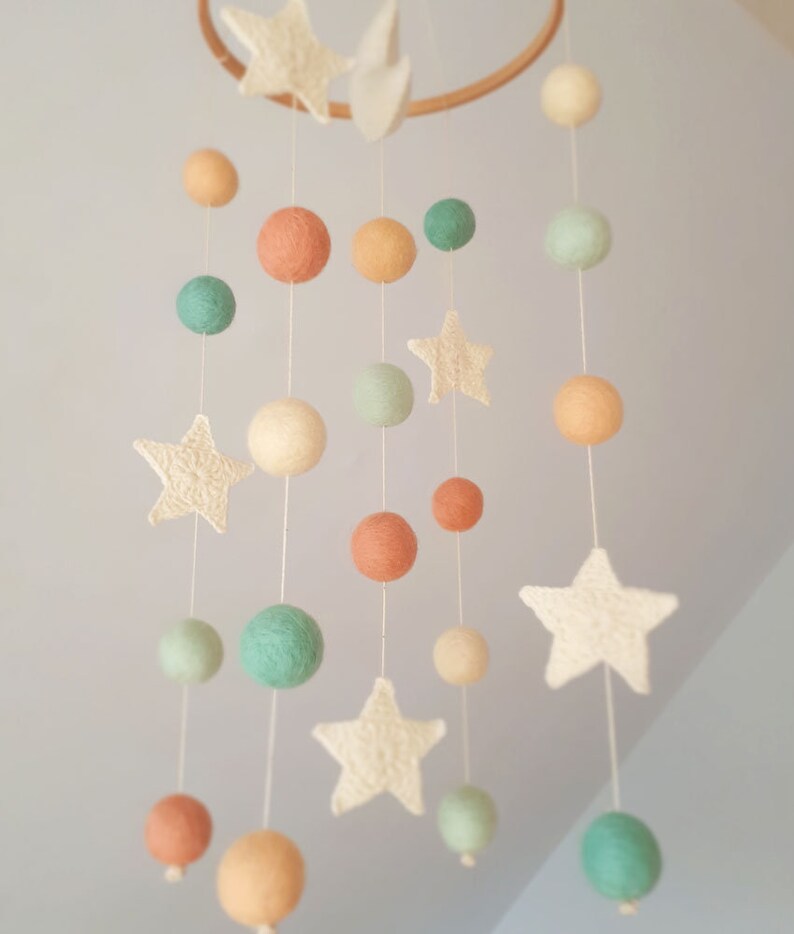 Moon Baby Mobile Stars Nursery Decor Girl Boy Crib Mobiles Etsy