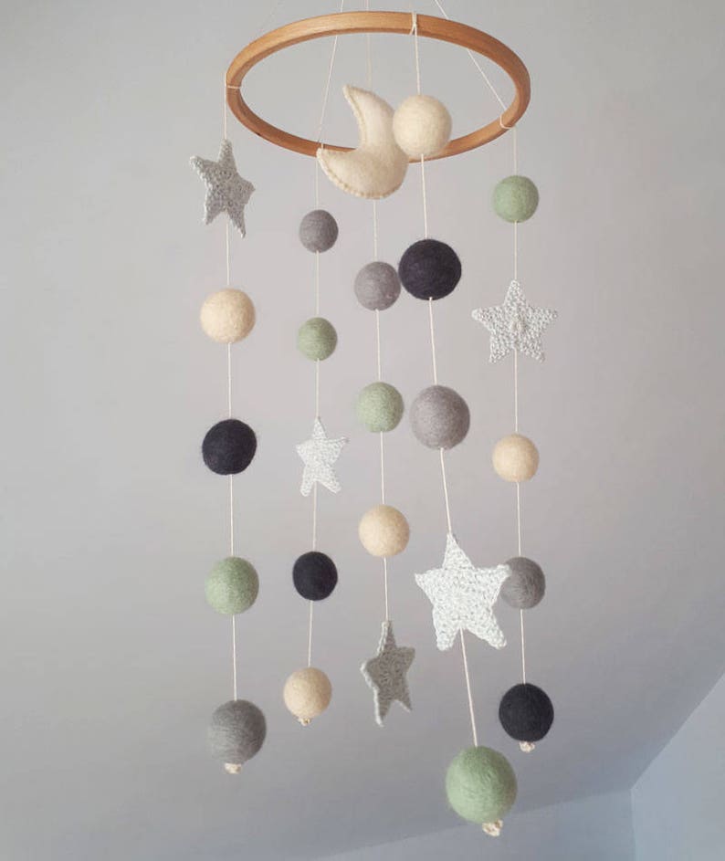 Moon Baby Mobile Space Nursery Decor Boy Crib Mobiles Hanging Etsy