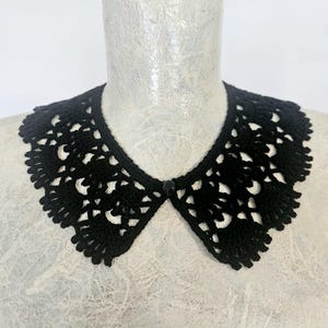 Lace Collar, Gothic Collar, Crochet Necklace, White Crochet Collar, Vintage Style Collar, Peter Pan Collar, Black Gothic Collar Black