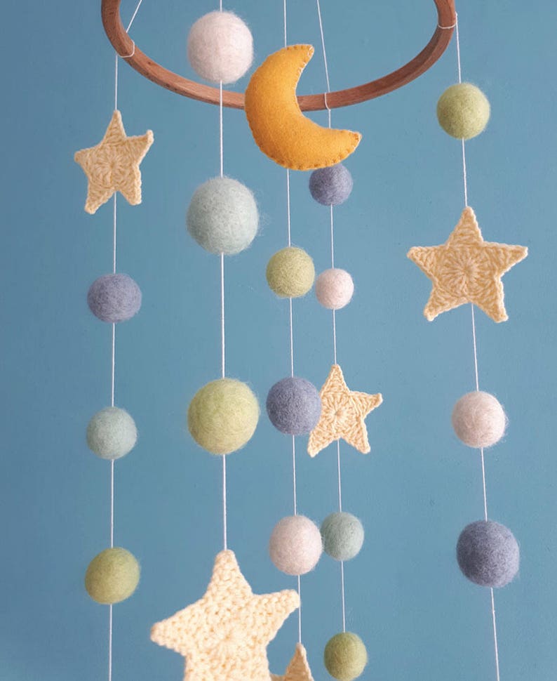 Moon Baby Mobile Stars Boy Nursery Decor Space Crib Mobile Etsy