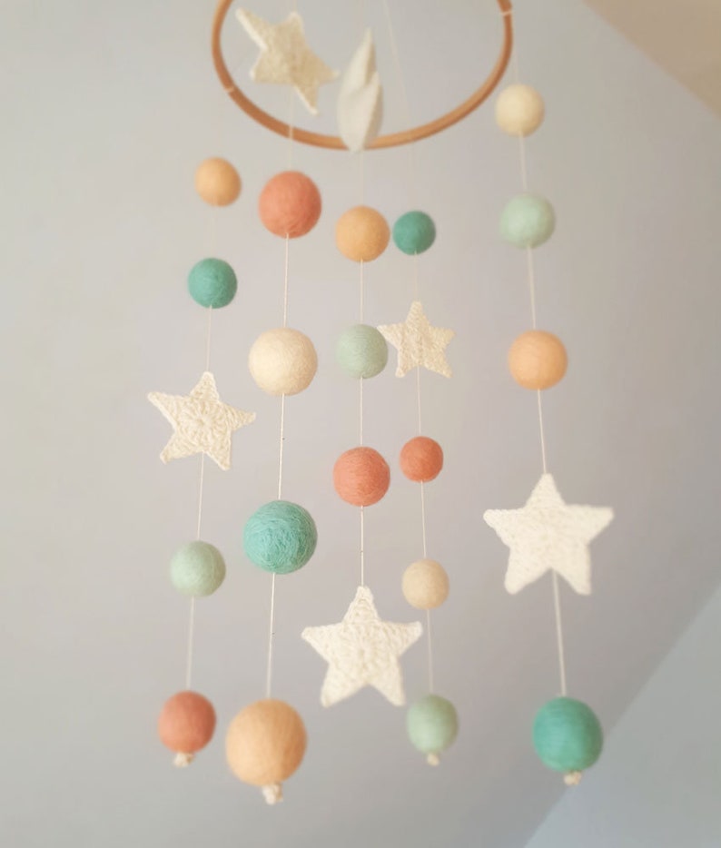 Moon Baby Mobile Stars Nursery Decor Girl Boy Crib Mobiles Etsy