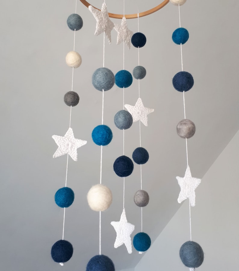 Space Baby Mobile Stars Nursery Decor Crib Mobile Felt Etsy