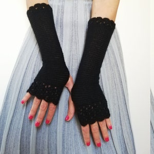 Grey Fingerless Gloves, Long Grey Gloves, Arm Warmers Womens, Grey Wrist Warmers, Grey Crochet Gloves, Texting Gloves, Warm Winter Mittens image 6