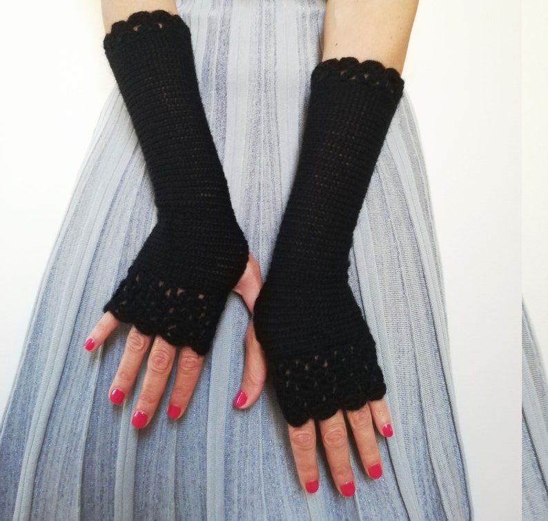 Grey Fingerless Gloves, Long Grey Gloves, Arm Warmers Womens, Grey Wrist Warmers, Grey Crochet Gloves, Texting Gloves, Warm Winter Mittens image 6